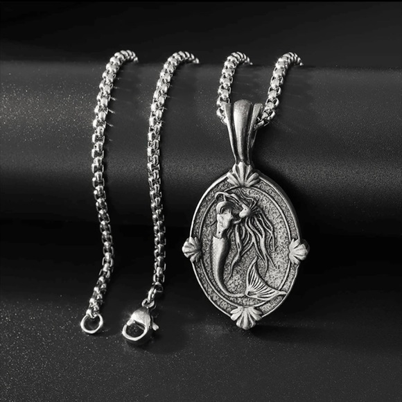 Mermaid Goddess Cameo~ Siren Sovereign Wispy Hair Abstract Art Backbend Necklace - Picture 8 of 15